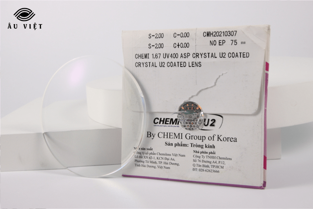 Tròng kính đơn tròng chiết suất cao Chemi lớp phủ U2 (Hàn Quốc)