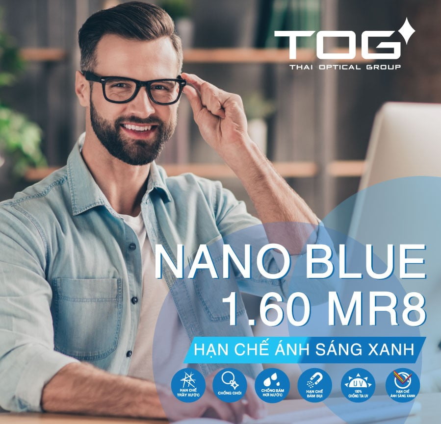 Tròng kính TOG Nano Blue MR8 1.60