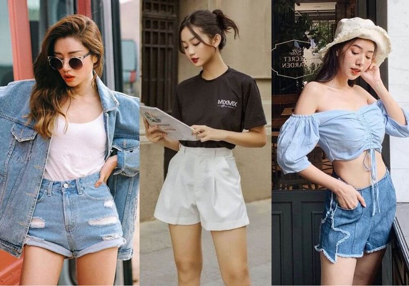 Mix đồ với quần short cạp cao