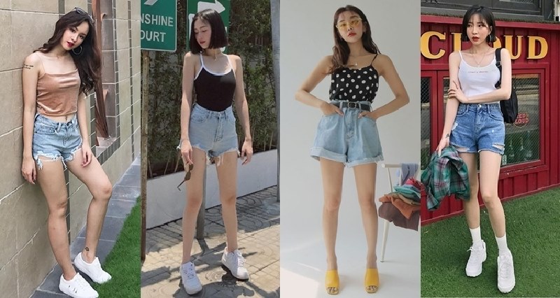 Tỏa sáng trong set đồ áo dây mix quần short jeans