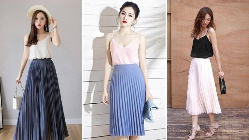 Áo hai dây diện cùng váy suông là outfit lý tưởng