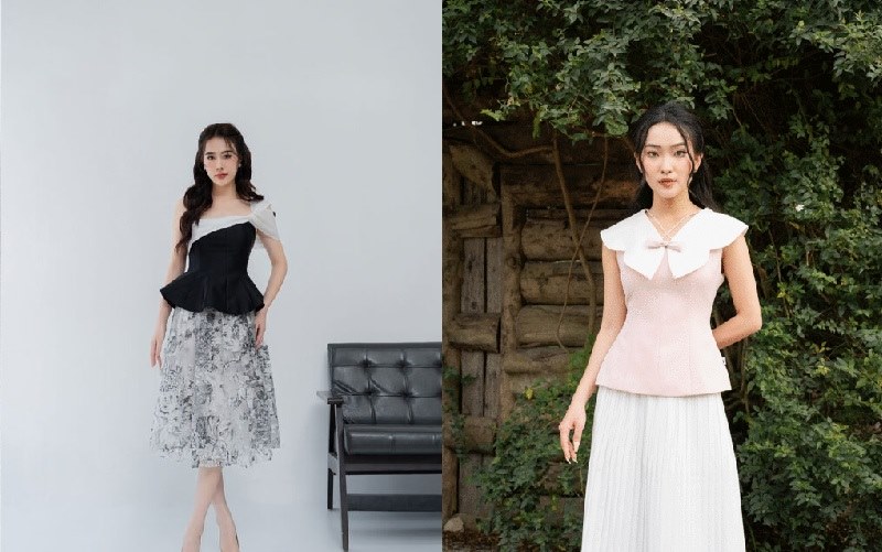 Áo peplum mix váy suông là gợi ý sáng suốt cho bạn