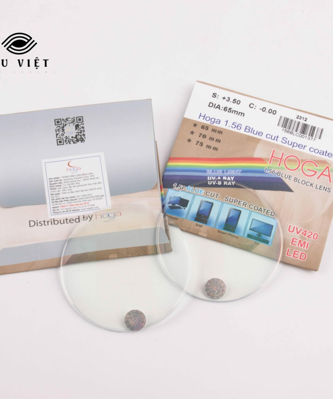 Tròng kính chiết suất 1.56 Hoga Blue cut