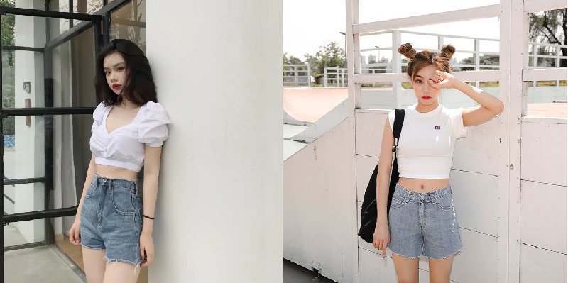 Áo croptop và quần short hiện đại khi mix đồ đi Bà Nà Hill