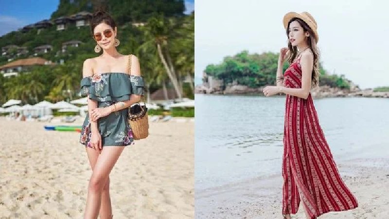 Mix đồ đi biển cho người gầy với jumpsuit