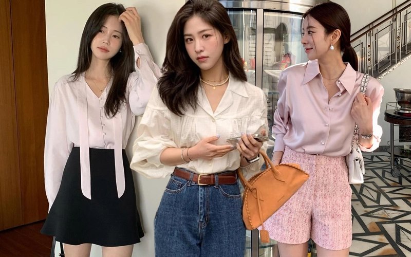 chọn ngay áo blouse khi mix đồ đi biển cho người gầy