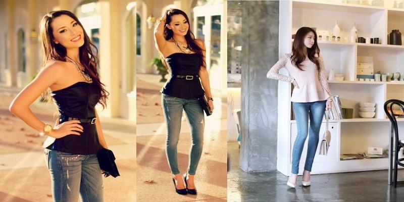 Quần jean và áo peplum là sự kết hợp tuyệt vời