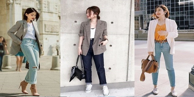 Mix đồ đi đám cưới với quần jean và áo blazer trang nhã