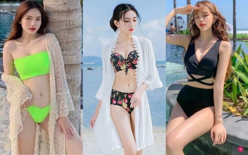 Áo lưới len kết hợp bikini đi biển Đà Nẵng