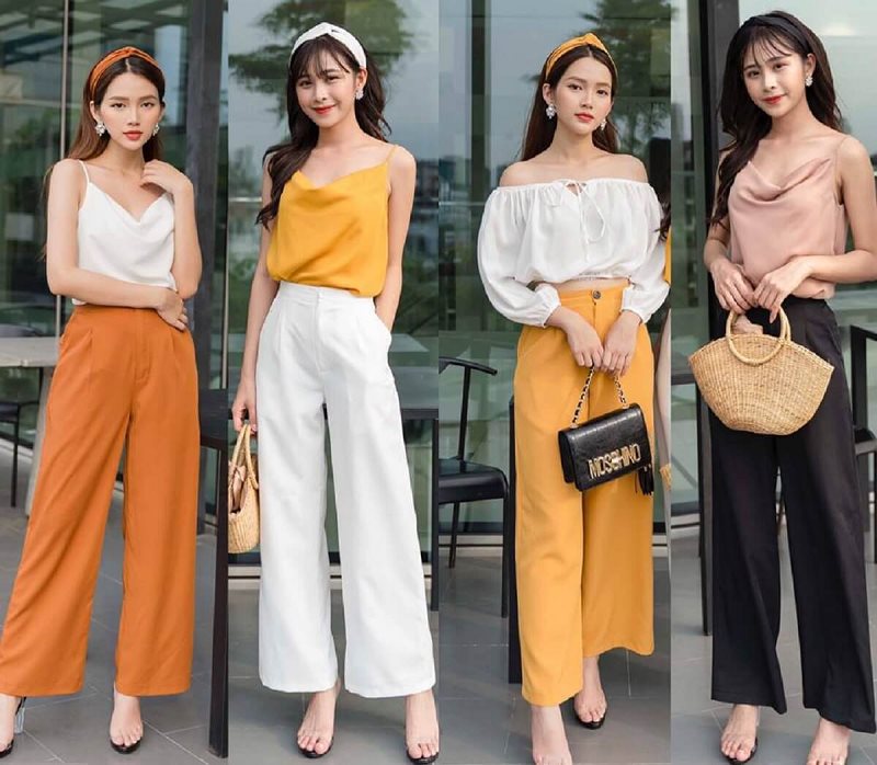 Mix&match với quần ống rộng cho nấm lùn