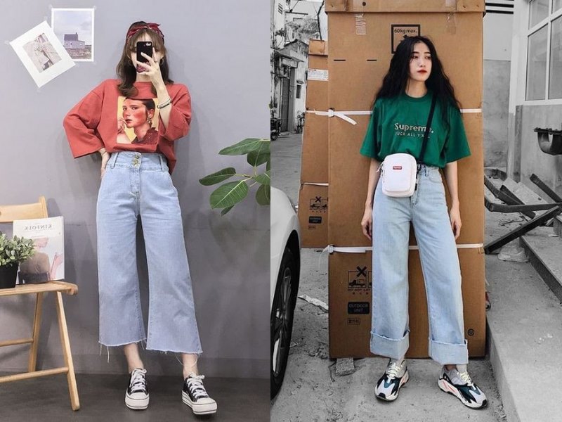 Set combo hoàn hảo: Áo thun cơ bản + giày sneaker + phụ kiện