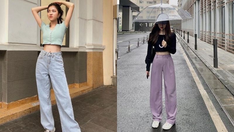 Bộ đôi hoàn hảo gọi tên áo croptop + quần ống rộng 