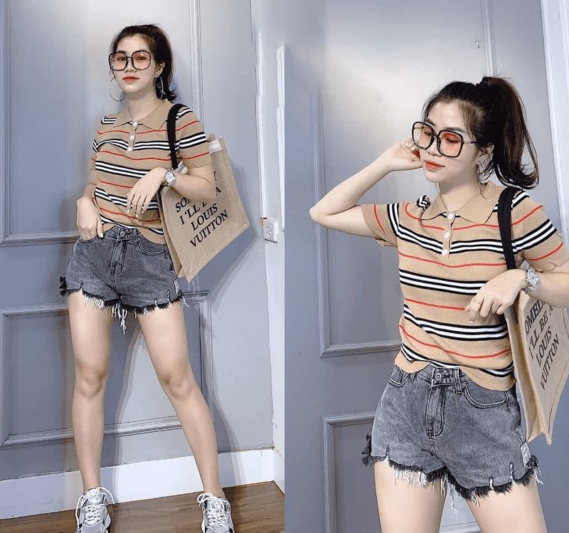 Mix đồ với quần short vải