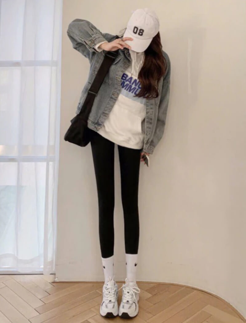 phối đồ với quần legging mùa đông