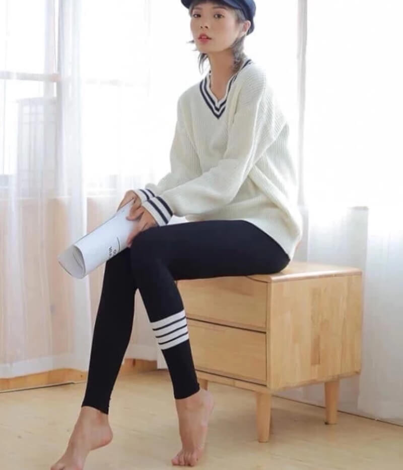 phối đồ với quần legging mùa đông