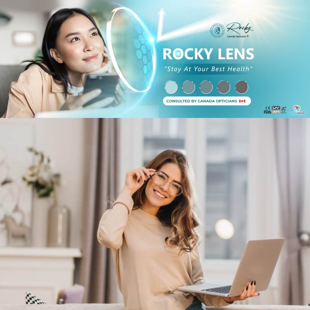 Tròng Kính 2 Tròng Rocky 1.56 Bluecut