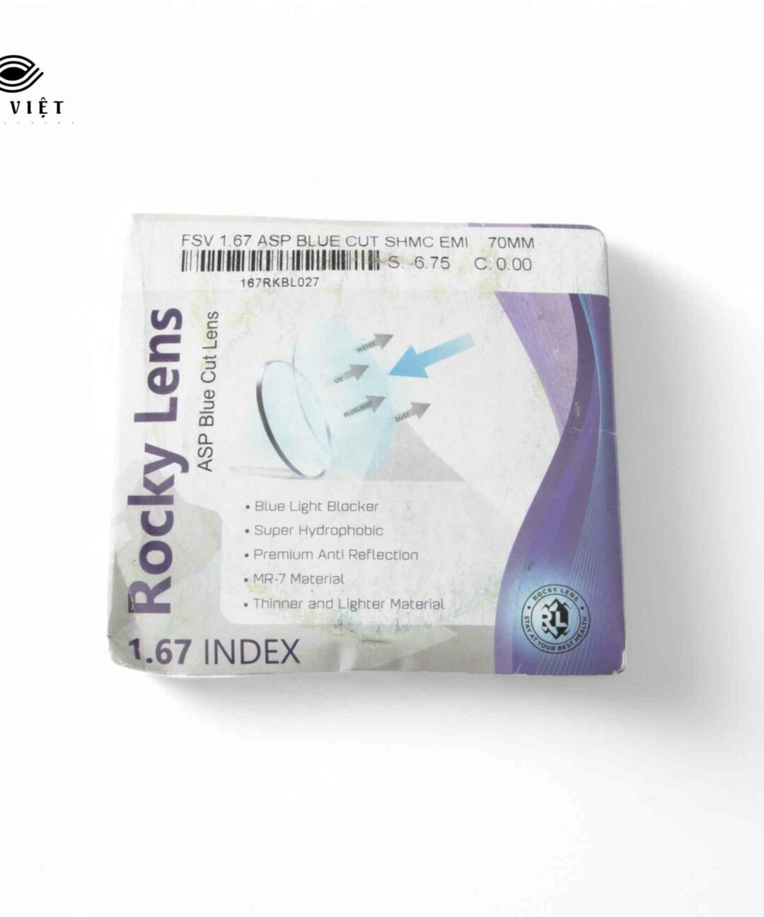Tròng kính chống ánh sáng xanh Rocky lens 1.67