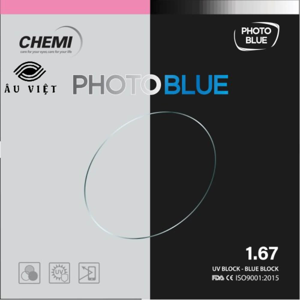 Tròng kính đổi màu chemi 1.67 ASP- chống ánh sáng xanh vượt trội